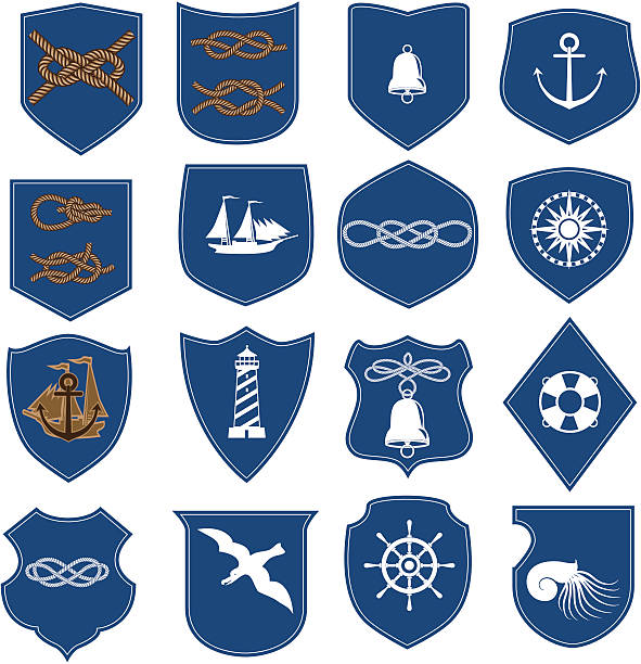 ilustrações de stock, clip art, desenhos animados e ícones de nautica emblemas - sailing ship military ship industrial ship passenger ship