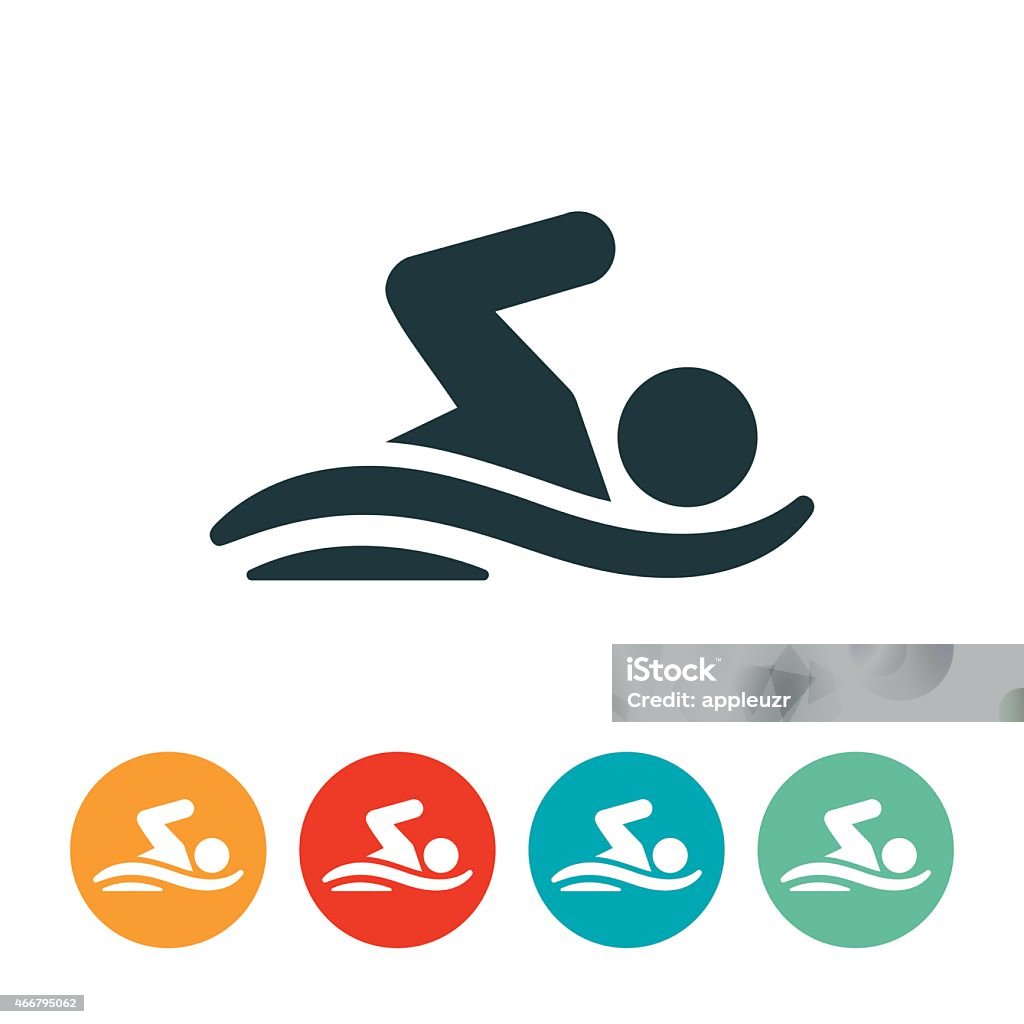 Person Swimming Icon An icon of a swimmer swimming in the water. The person depicted is swimming in the waves/water. Swimming stock vector