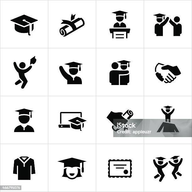Graduates And Graduation Icons Stock Illustration - Download Image Now - Icon, Graduation, Student