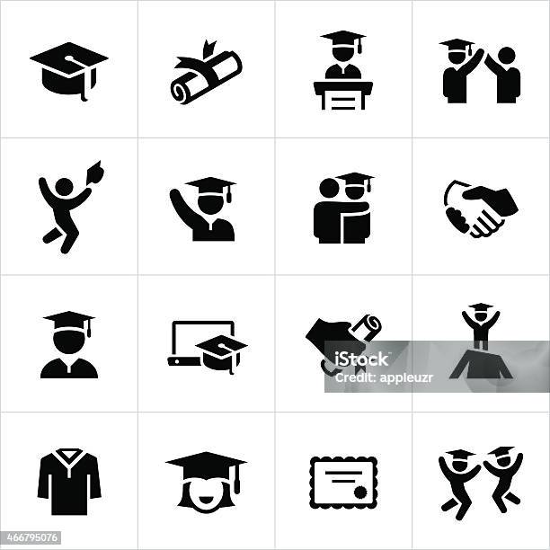 Graduates And Graduation Icons Stock Illustration - Download Image Now - Icon Symbol, Graduation, Student