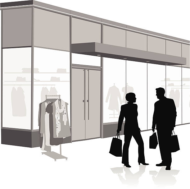 youandme - store facade window display office building stock illustrations