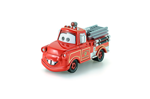 Bangkok,Thailand - February 5, 2015: Rescue squad Mater toy car a protagonist of the Disney Pixar feature film Cars. A diecast cars collection from Takara Tomy.