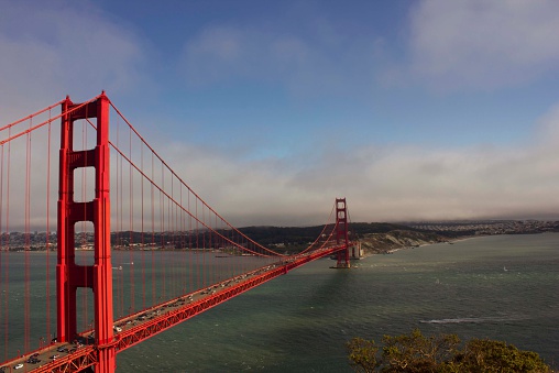 Day view of Golden Gate Bridge in San Francisco, in a clear sunny day in the summer