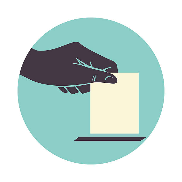 ilustrações de stock, clip art, desenhos animados e ícones de mão de voto - voting ballot