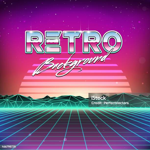 80s Retro Futurism Scifi Background Stock Illustration - Download Image Now - 1980, 1980-1989, 2015
