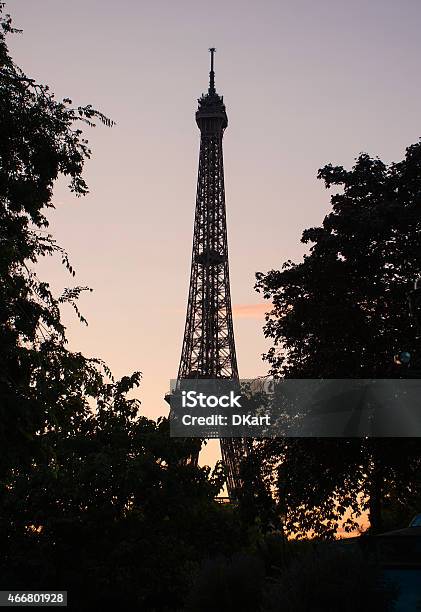 Paris Eifel Tower Silhouette Stock Photo - Download Image Now - 2015, Architecture, Art