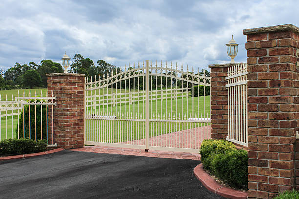 istock Wrought iron entrance gates 466809032