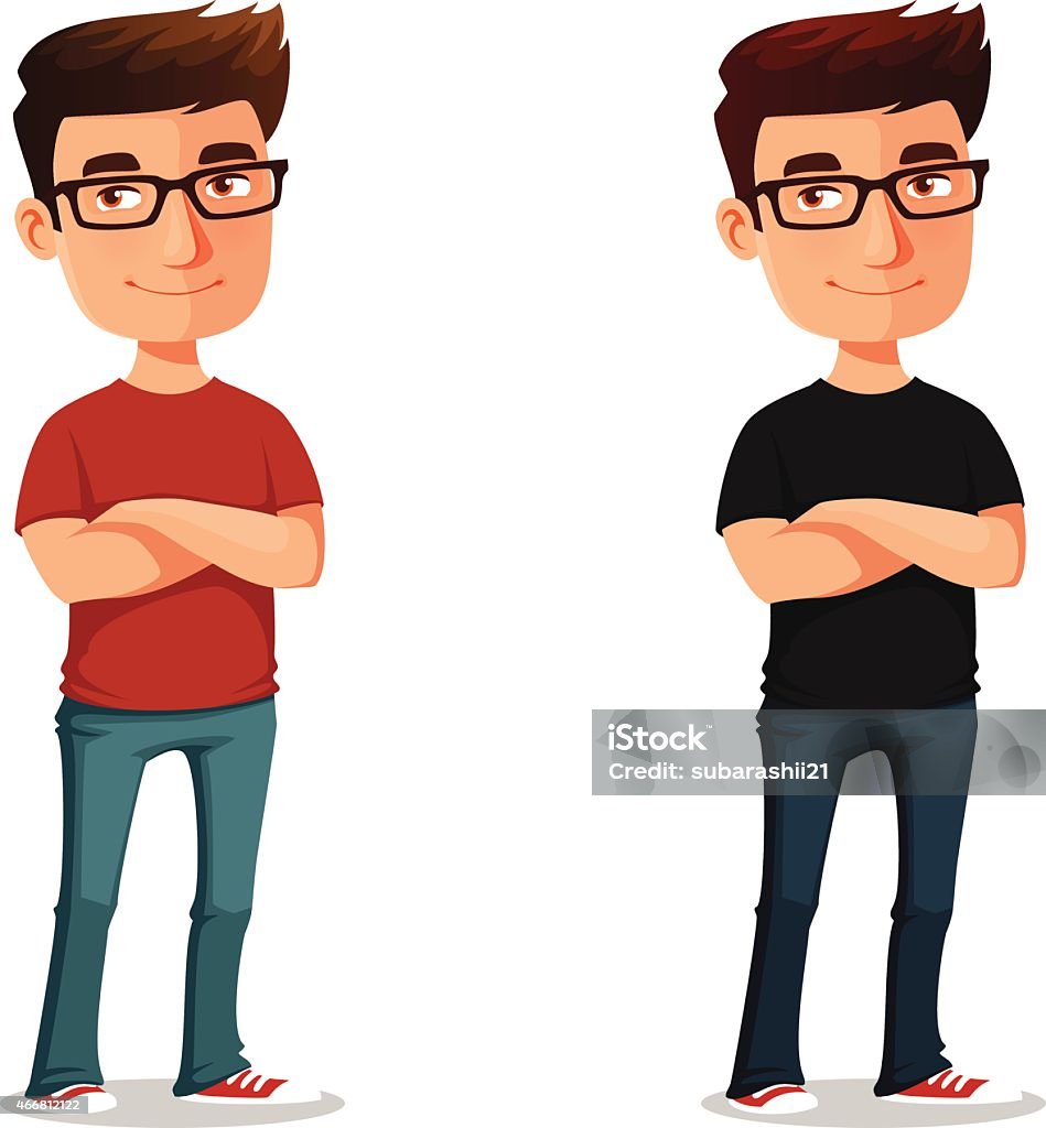 Funny Cartoon Guy With His Arms Crossed Stock Illustration - Download Image  Now - Men, Arms Crossed, Eyeglasses - iStock