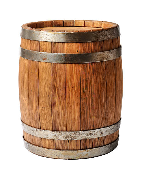 Wooden oak barrel isolated on white background Wooden oak barrel isolated on white background barrel photos stock pictures, royalty-free photos & images
