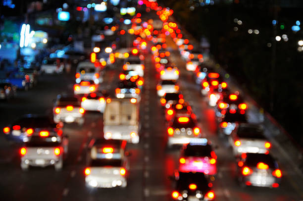 istock Bokeh of Evening traffic jam on road 466815394