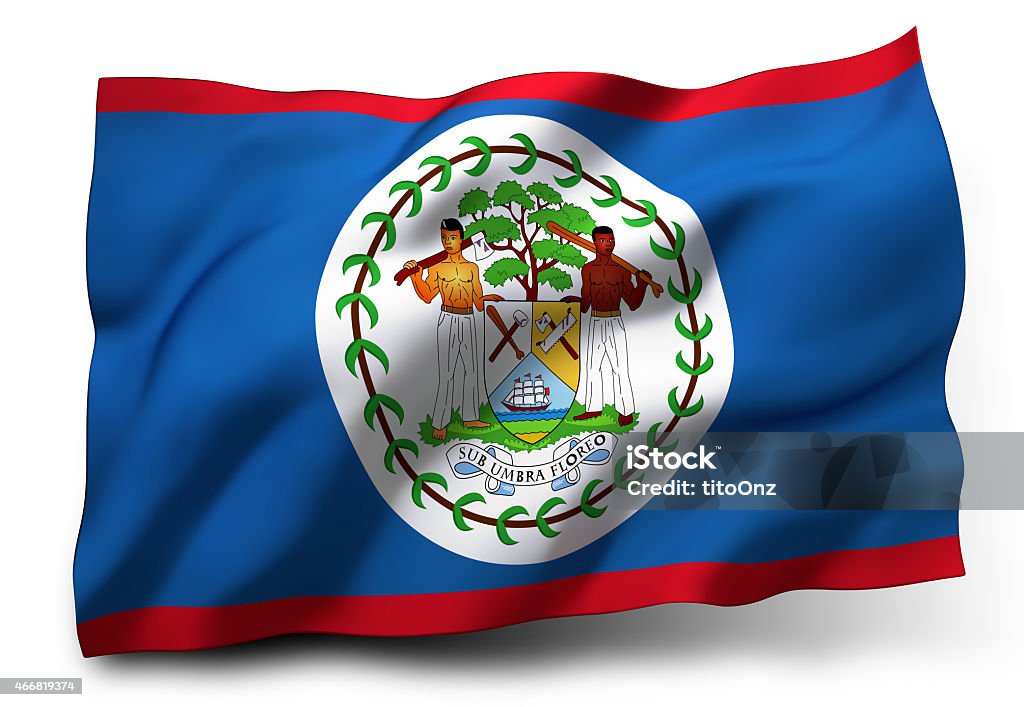 Flag of Belize Waving flag of Belize isolated on white background 2015 Stock Photo