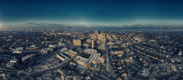 Panorama of city from above