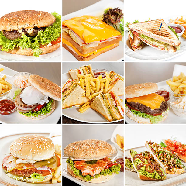 istock Burgers and sandwiches collage 466819800