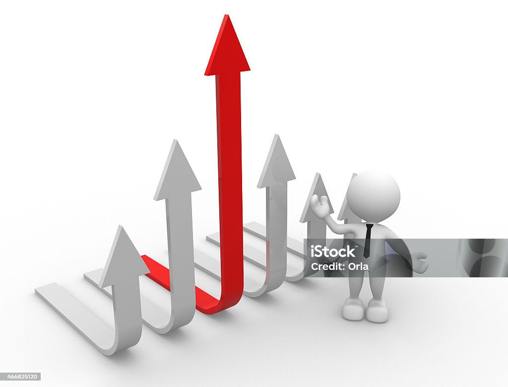 Arrow 3d people - men, person and a graph arrow 2015 Stock Photo