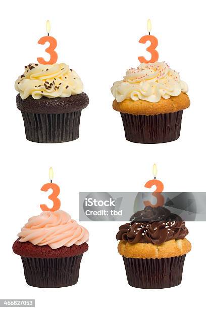 Numbered Cupcake Stock Photo - Download Image Now - Birthday, Number 3, Anniversary