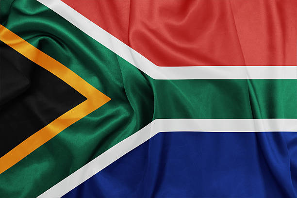 South Africa - Waving national flag on silk texture stock photo