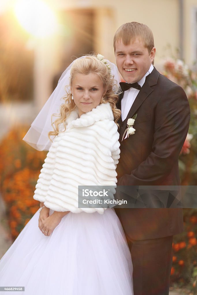 bride and groom walking 2015 Stock Photo