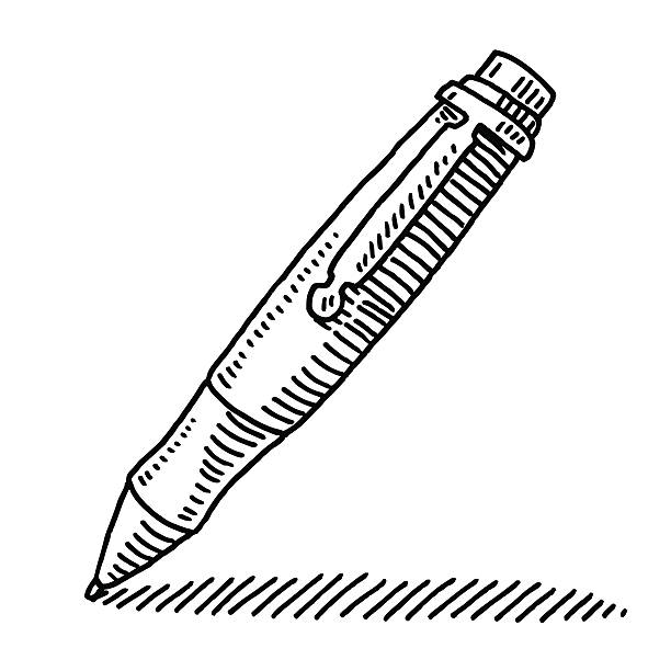 Ballpoint Pen Writing Drawing Hand-drawn vector drawing of a Ballpoint Pen, Writing Instrument. Black-and-White sketch on a transparent background (.eps-file). Included files are EPS (v10) and Hi-Res JPG. doodle stock illustrations