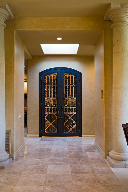 istock Tiled Hallway Towards Closed Doors 466829824