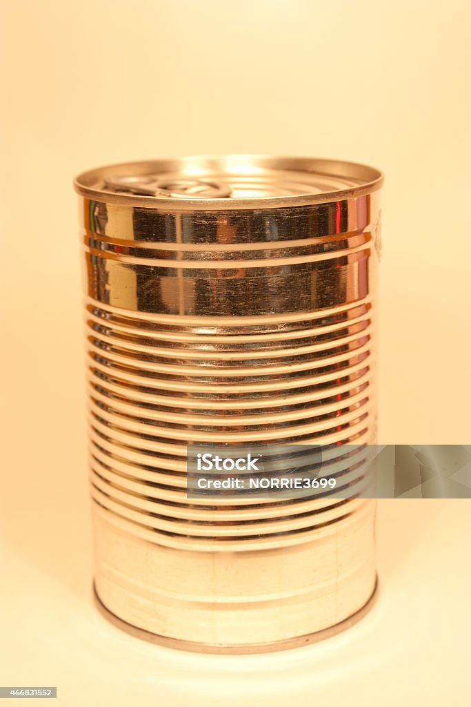 Canned Food A tin/can of unbranded food without the label. 2015 Stock Photo