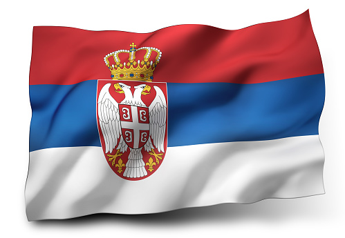 Waving flag of Serbia isolated on white background