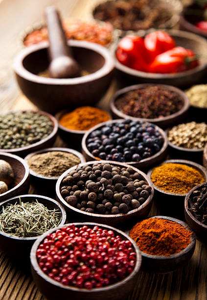 istock Spices on wooden bowl background 466833419
