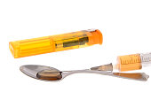 Addictions: syringe, drug, pills. Isolated