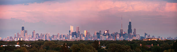 istock Sunset panorama of Chicago 466834662