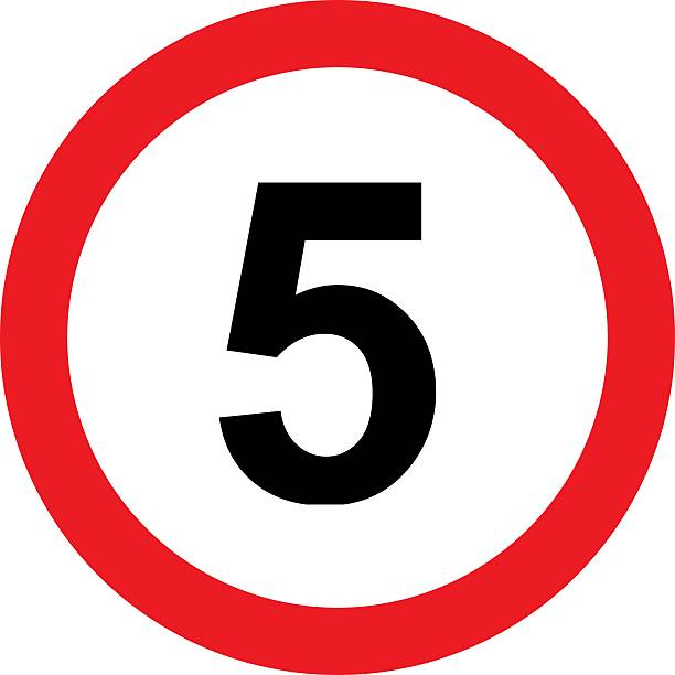 istock Road sign with 5 speed limitation 466837064