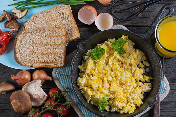 istock eating healthy breakfast,scrambled egg with wholegrain toast and 466838108
