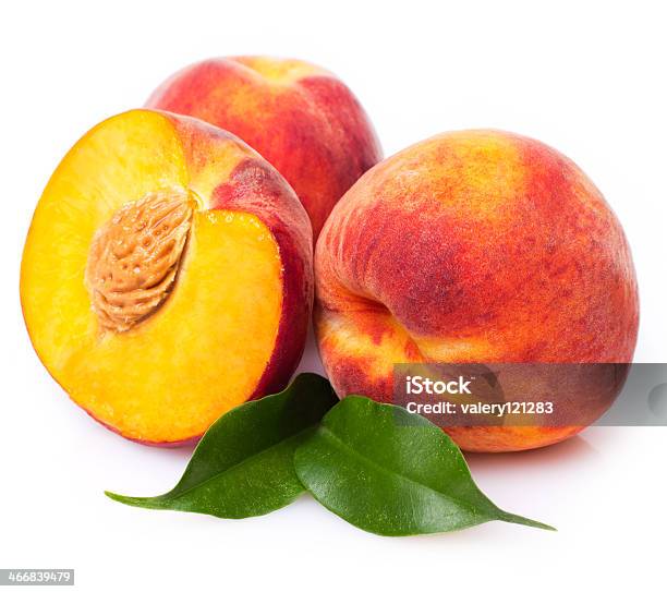 Fresh Peach Stock Photo - Download Image Now - Close-up, Cross Section, Cut Out