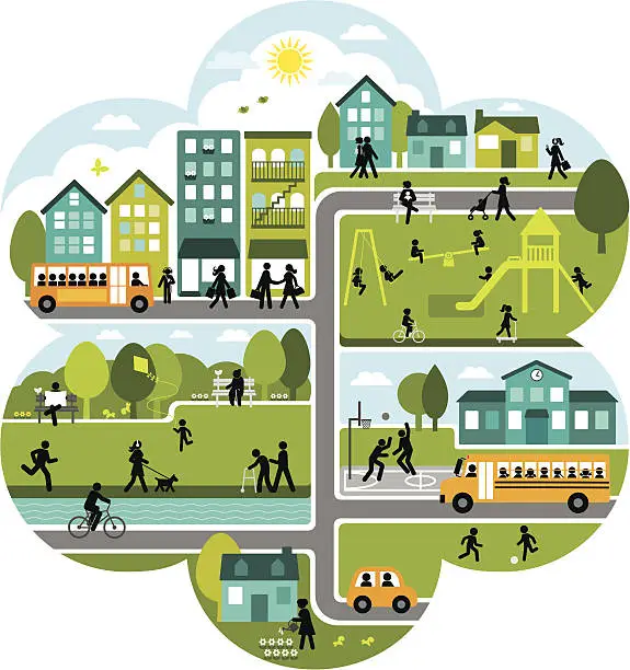 Vector illustration of Lively and Active City