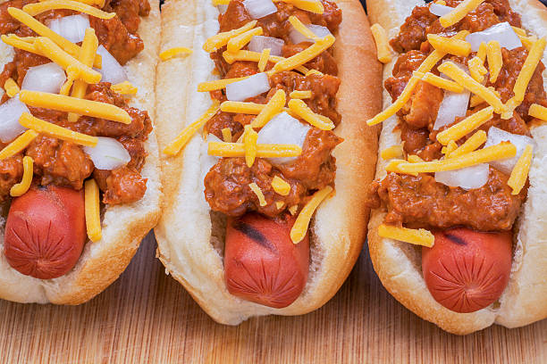istock Chili Hot Dogs with Cheese and Onions 466841438