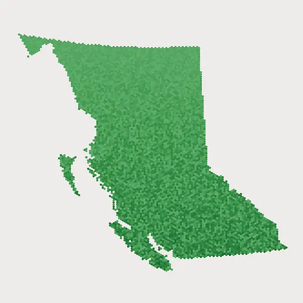 Vector illustration of British Columbia Map Green Hexagon Pattern