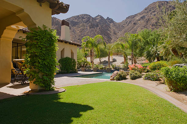 istock House Exterior With Pool In Garden 466842322