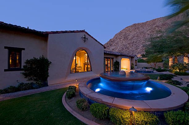 istock House With Fountain In Garden 466842376