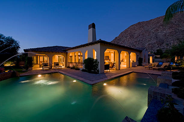 istock House With Pool In Backyard At Dusk 466842380