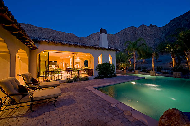 istock House With Pool In Backyard At Dusk 466842384