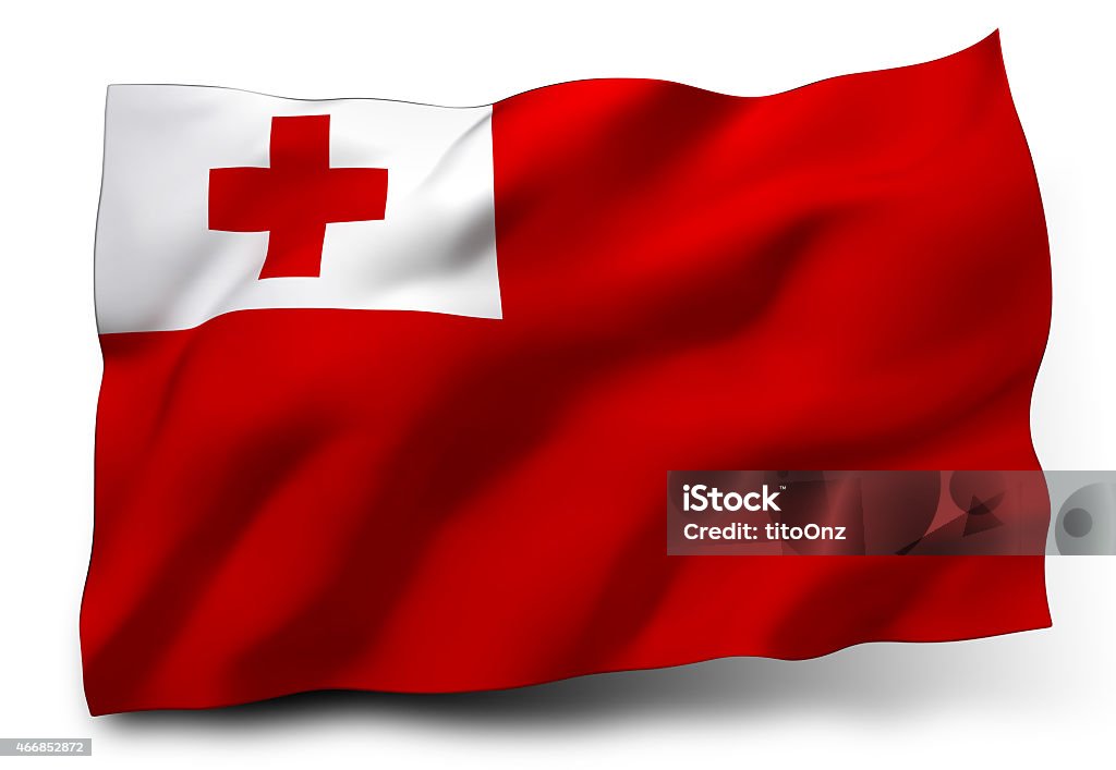 Flag of Tonga Waving flag of Tonga isolated on white background 2015 Stock Photo