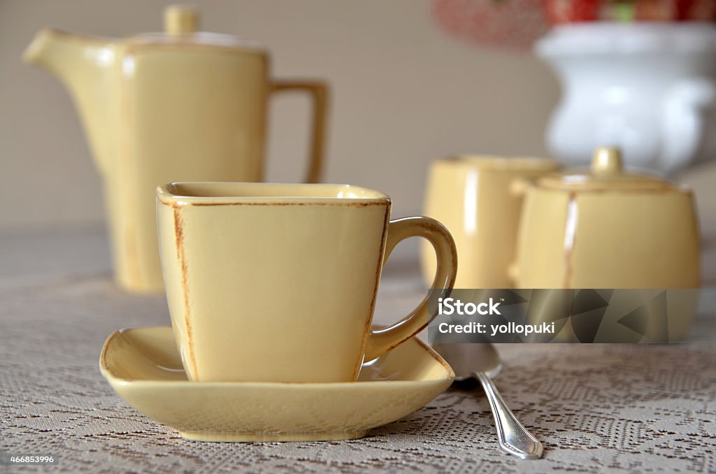 Coffee china set on a table 2015 Stock Photo