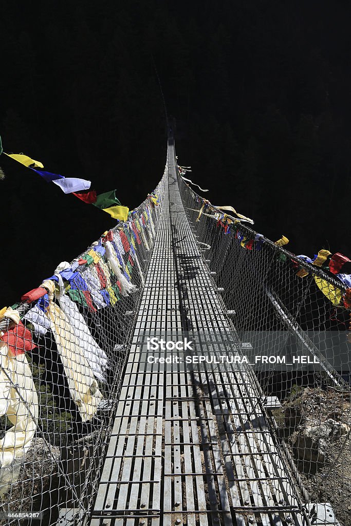 rope bridge from nepal rope bridge from nepal in everest himalaya trek Architecture Stock Photo