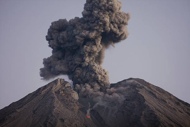 Cloud of volcanic ash from Semeru Java Indonesia stock photo