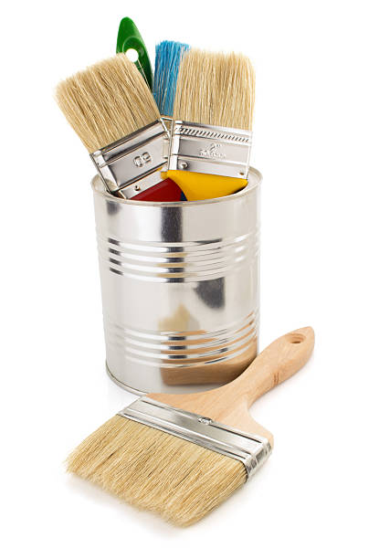 istock paint bucket and paintbrush on white 466858408