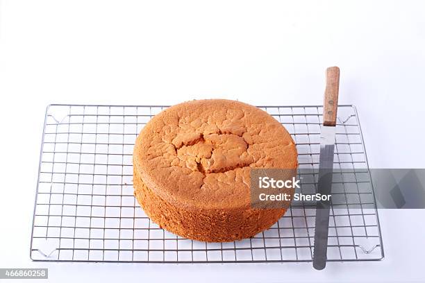 Baked Chiffon Cake On Cooling Rack Stock Photo - Download Image Now - 2015, Baked, Baked Pastry Item