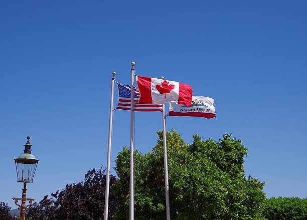 istock National flags and Blue sky in California 466865108