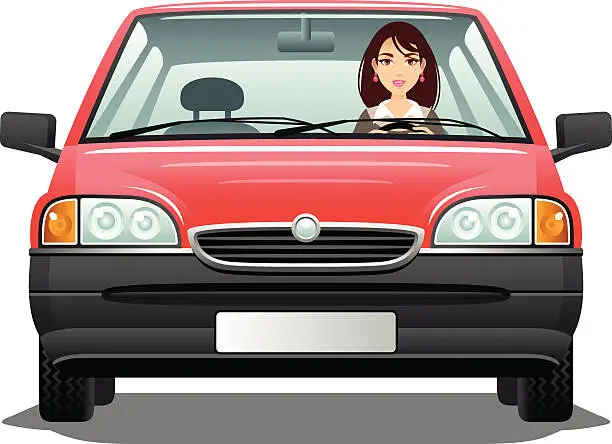 Vector illustration of Young woman driver