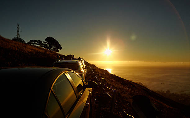 A magnificent vew and a golden sunset stock photo