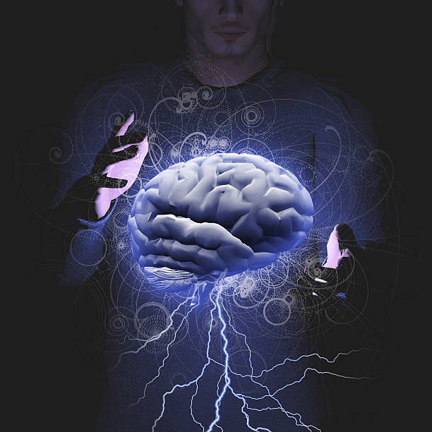 controles de tormenta del cerebro hombre - authority expertise science and technology technology fotografías e imágenes de stock