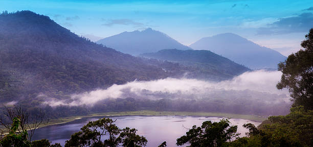 istock Bali Indonesia twin lakes panoramic view with low clouds 466868190