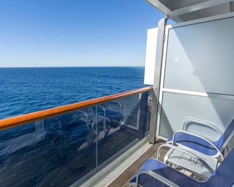 Private balcony on luxury cruise ship